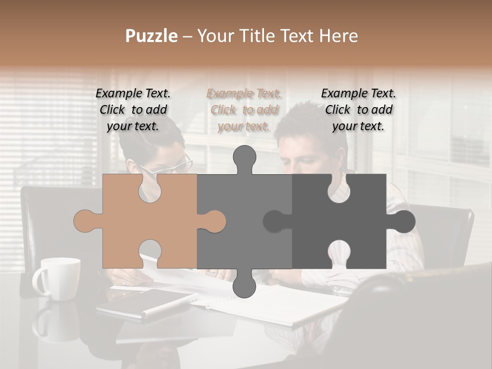 A Man And A Woman Sitting At A Table In Front Of A Laptop PowerPoint Template