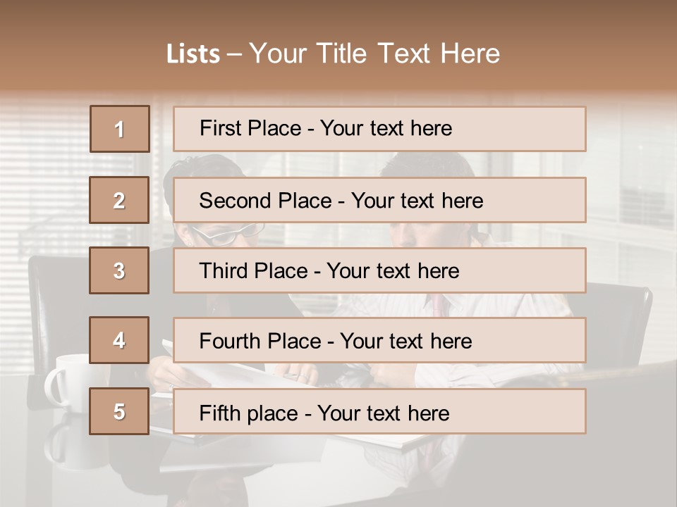 A Man And A Woman Sitting At A Table In Front Of A Laptop PowerPoint Template