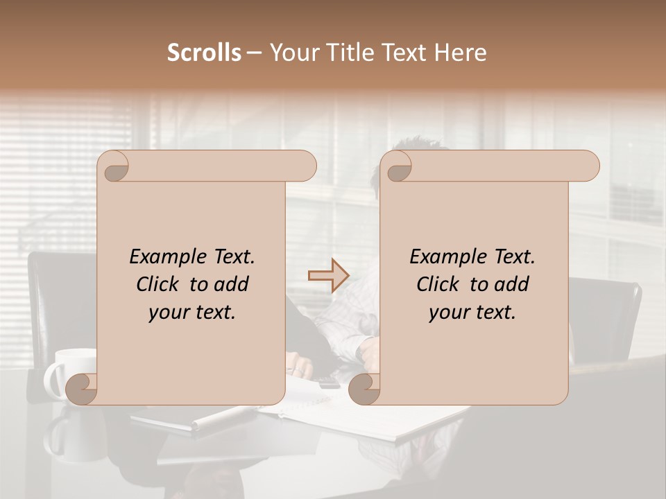 A Man And A Woman Sitting At A Table In Front Of A Laptop PowerPoint Template