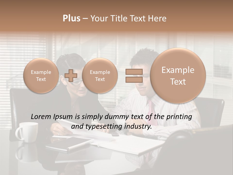 A Man And A Woman Sitting At A Table In Front Of A Laptop PowerPoint Template