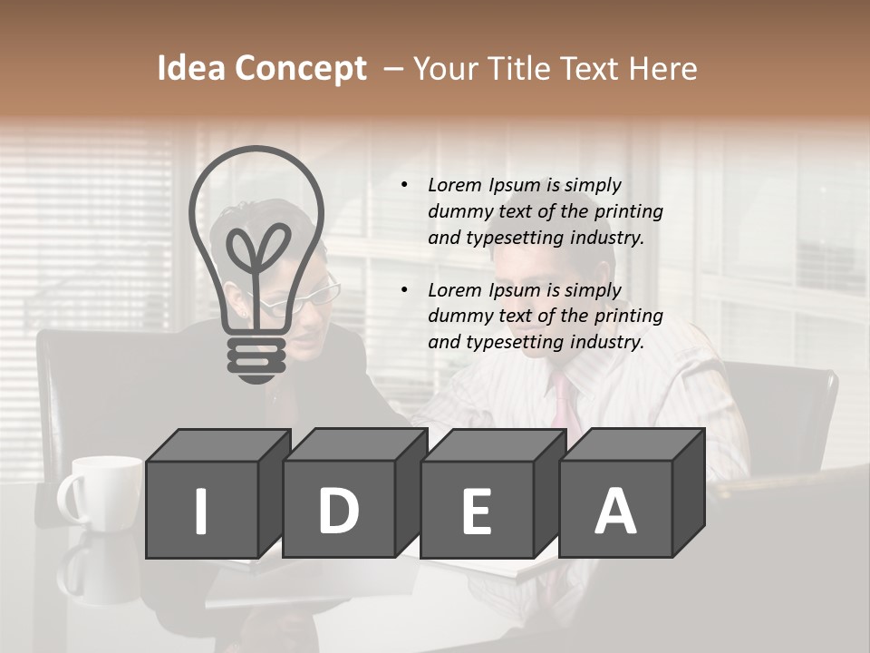 A Man And A Woman Sitting At A Table In Front Of A Laptop PowerPoint Template