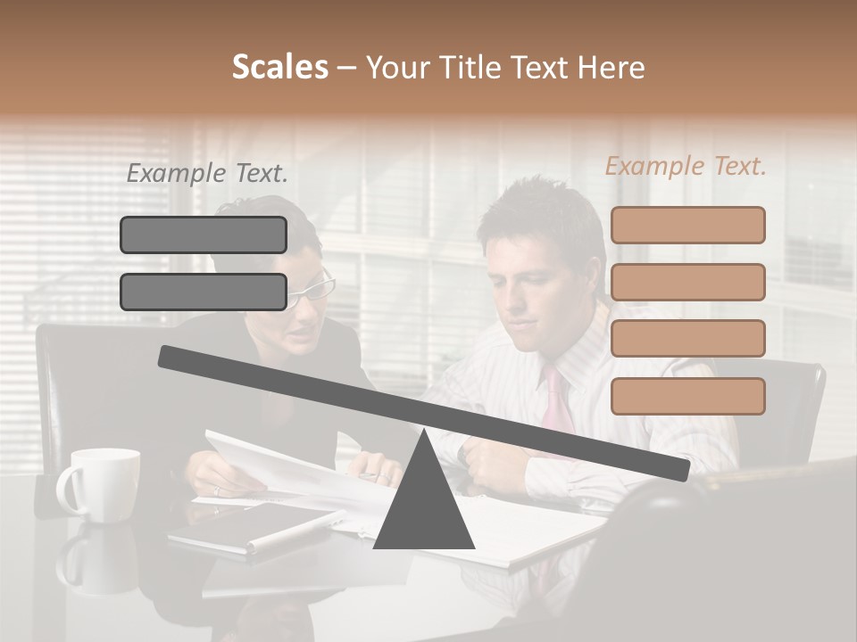 A Man And A Woman Sitting At A Table In Front Of A Laptop PowerPoint Template