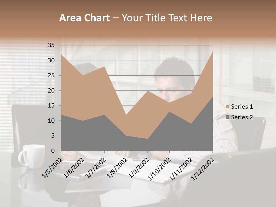 A Man And A Woman Sitting At A Table In Front Of A Laptop PowerPoint Template