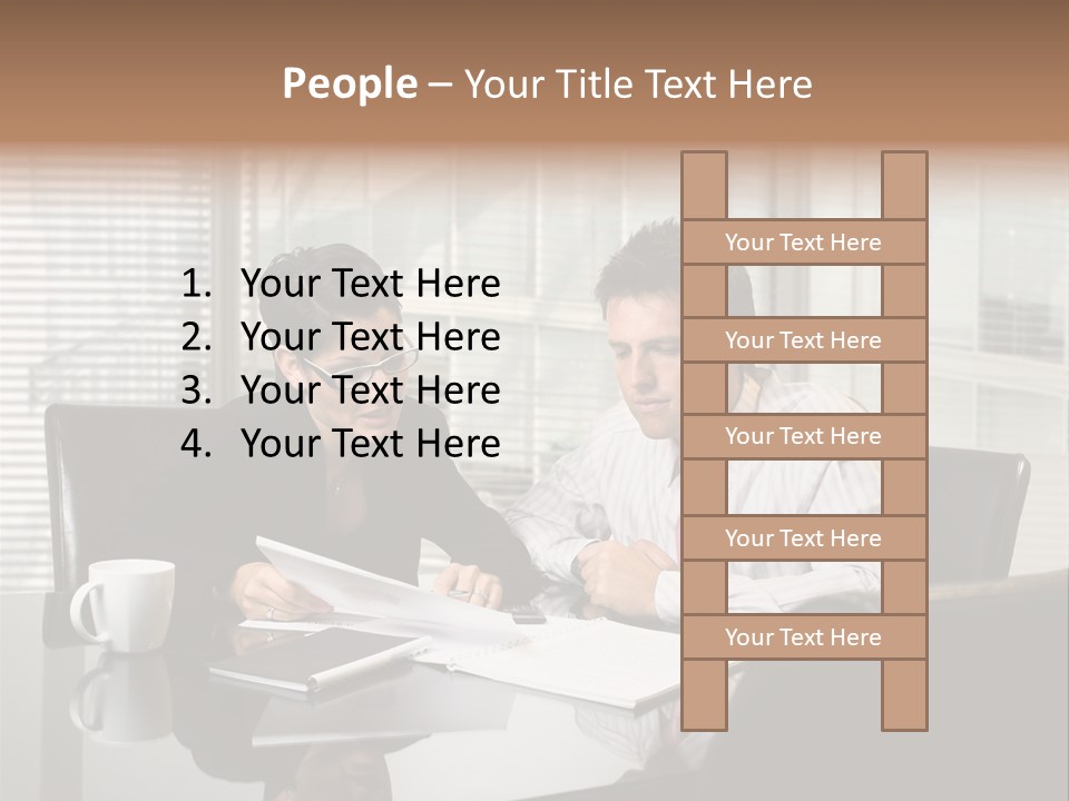 A Man And A Woman Sitting At A Table In Front Of A Laptop PowerPoint Template