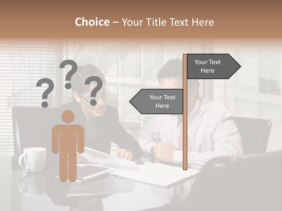 A Man And A Woman Sitting At A Table In Front Of A Laptop PowerPoint Template