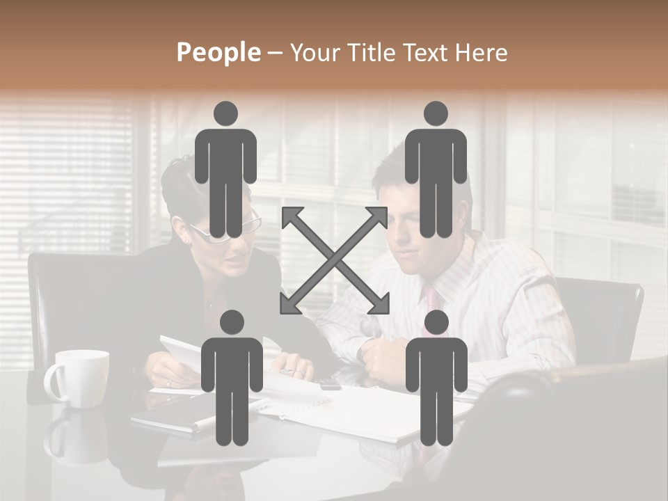 A Man And A Woman Sitting At A Table In Front Of A Laptop PowerPoint Template