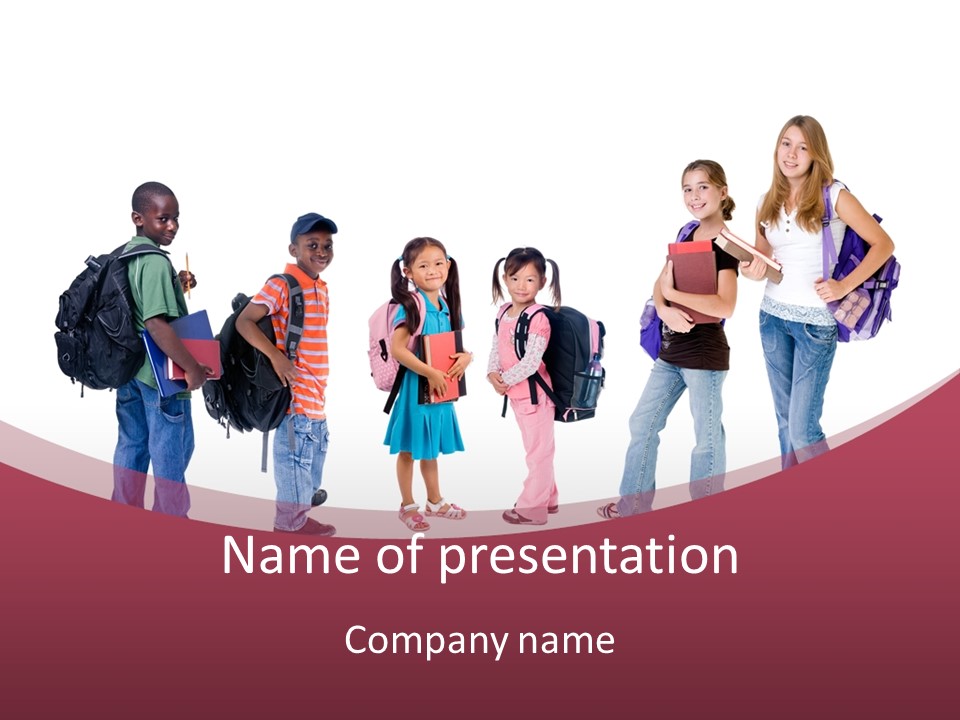 A Group Young School Kids. Diveristy In Education. PowerPoint Template