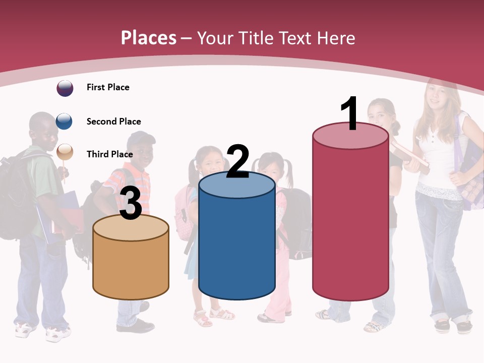 A Group Young School Kids. Diveristy In Education. PowerPoint Template