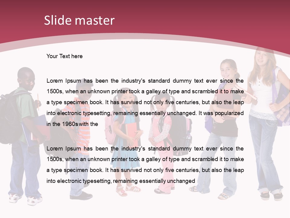 A Group Young School Kids. Diveristy In Education. PowerPoint Template