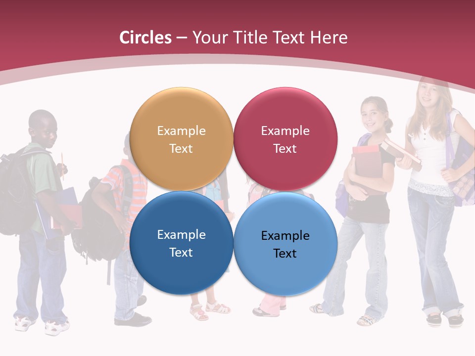 A Group Young School Kids. Diveristy In Education. PowerPoint Template