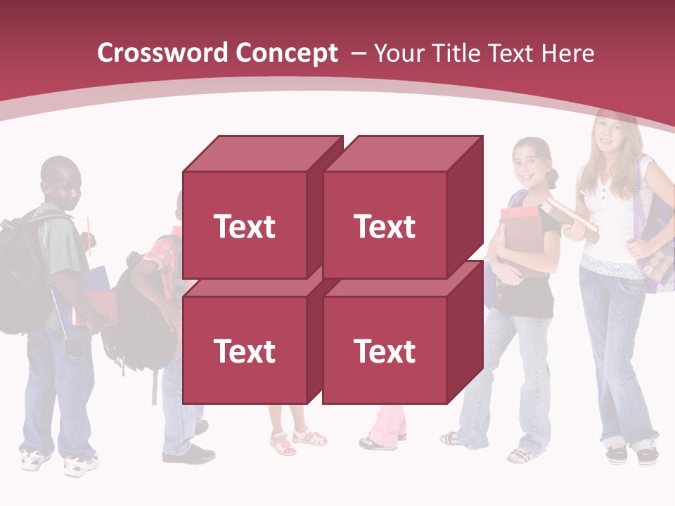 A Group Young School Kids. Diveristy In Education. PowerPoint Template