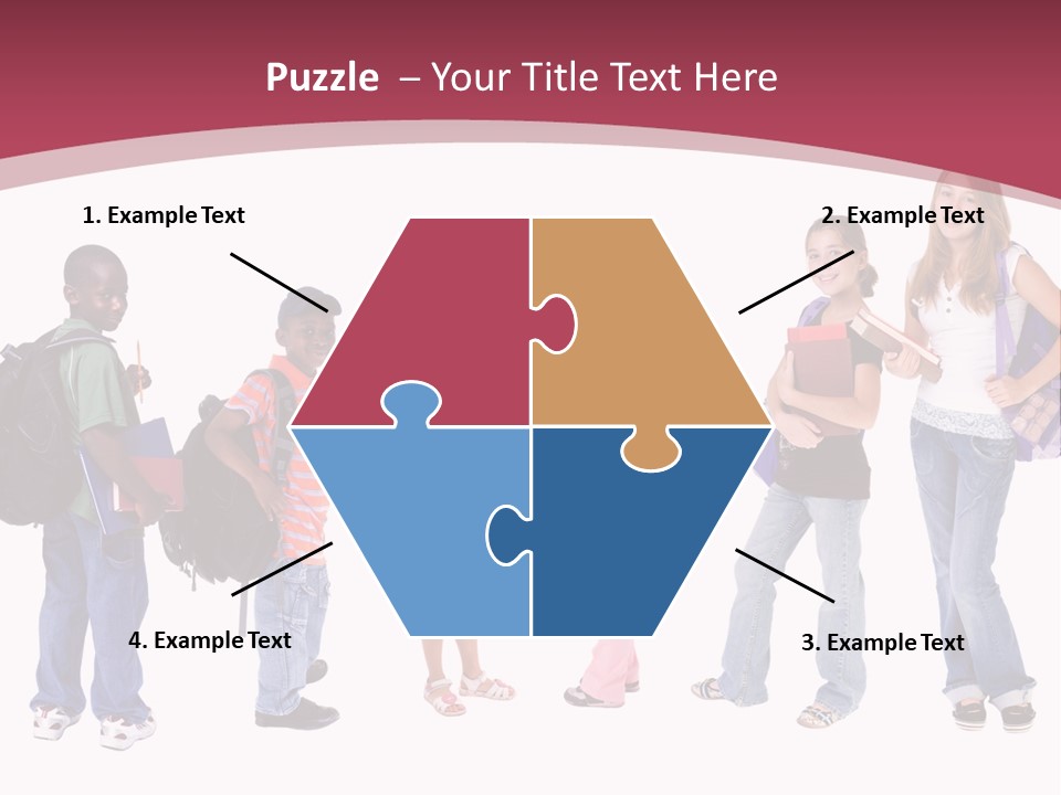 A Group Young School Kids. Diveristy In Education. PowerPoint Template