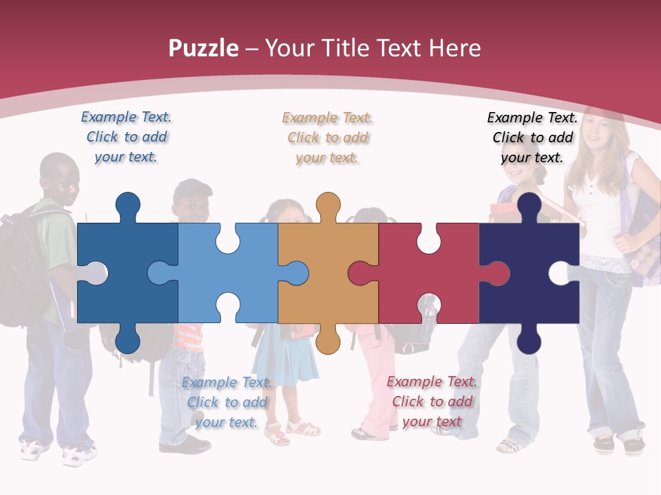 A Group Young School Kids. Diveristy In Education. PowerPoint Template