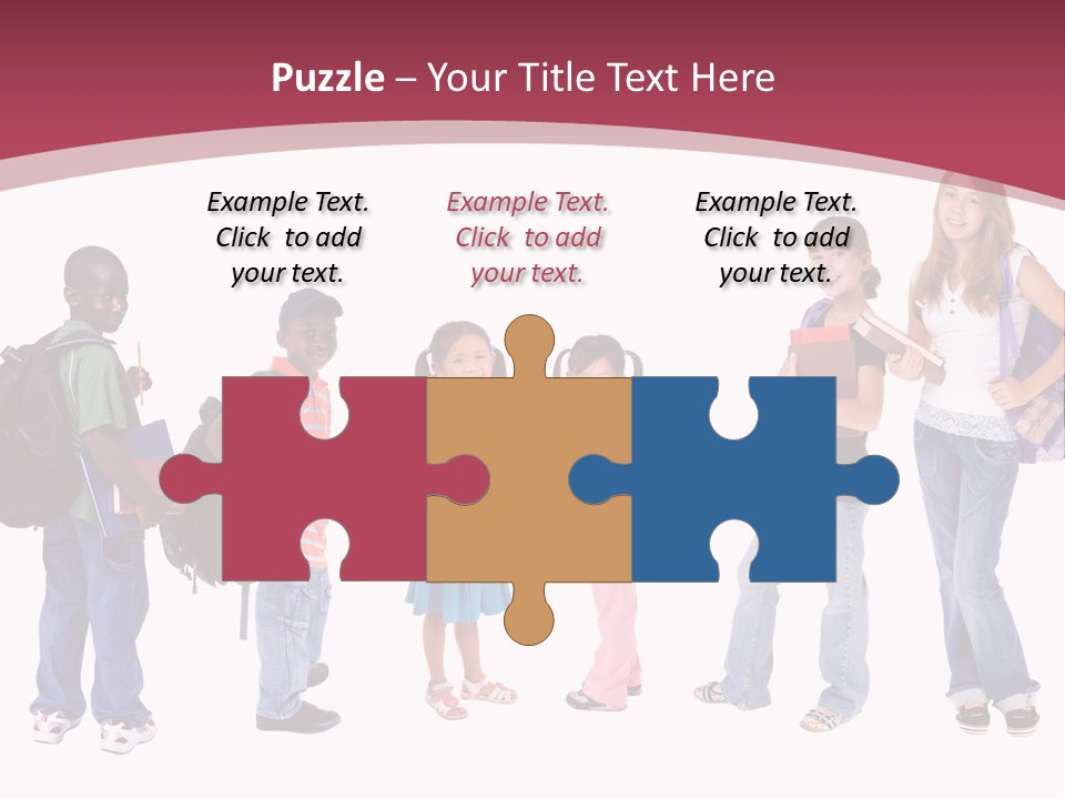 A Group Young School Kids. Diveristy In Education. PowerPoint Template