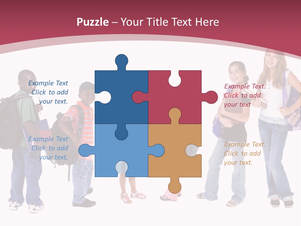 A Group Young School Kids. Diveristy In Education. PowerPoint Template