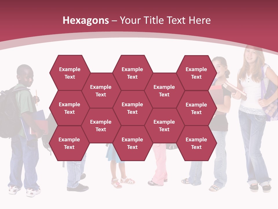 A Group Young School Kids. Diveristy In Education. PowerPoint Template