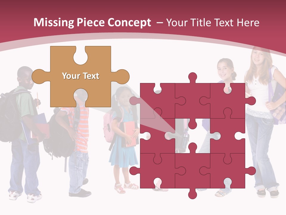 A Group Young School Kids. Diveristy In Education. PowerPoint Template