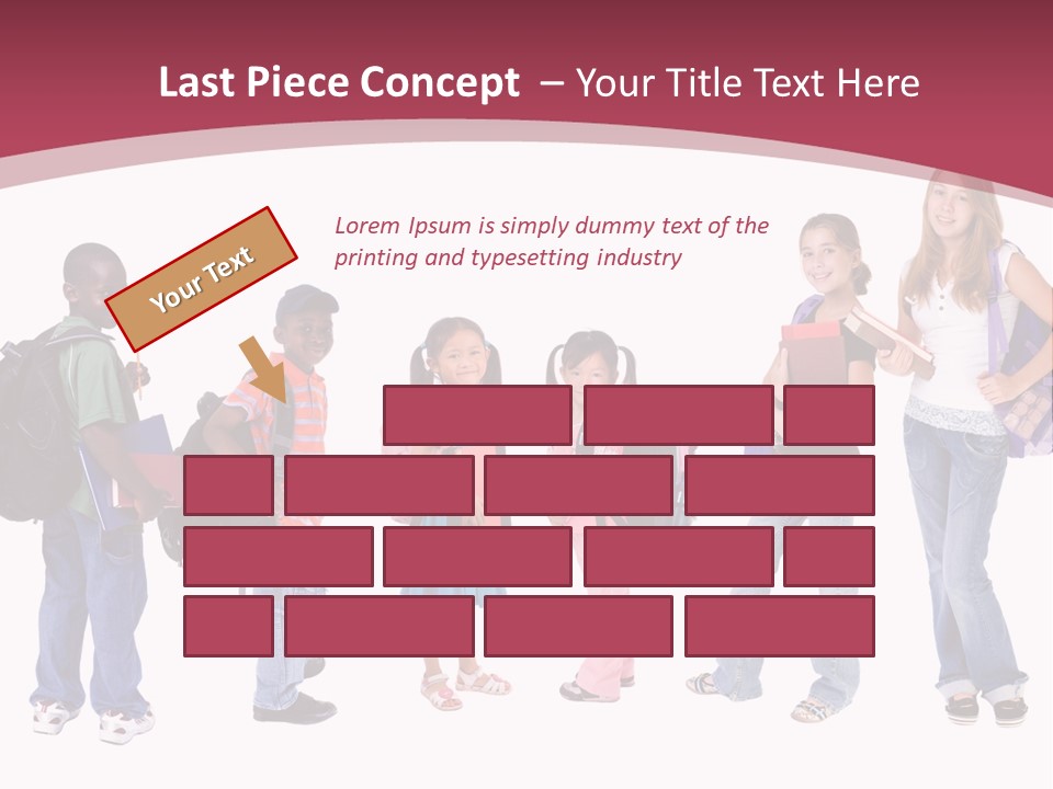 A Group Young School Kids. Diveristy In Education. PowerPoint Template