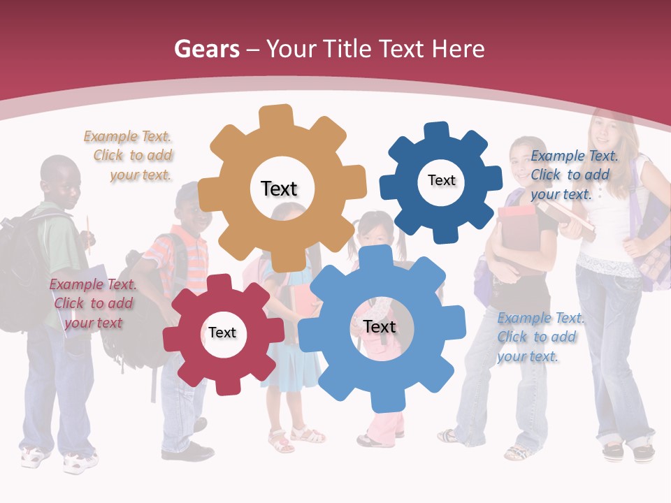 A Group Young School Kids. Diveristy In Education. PowerPoint Template