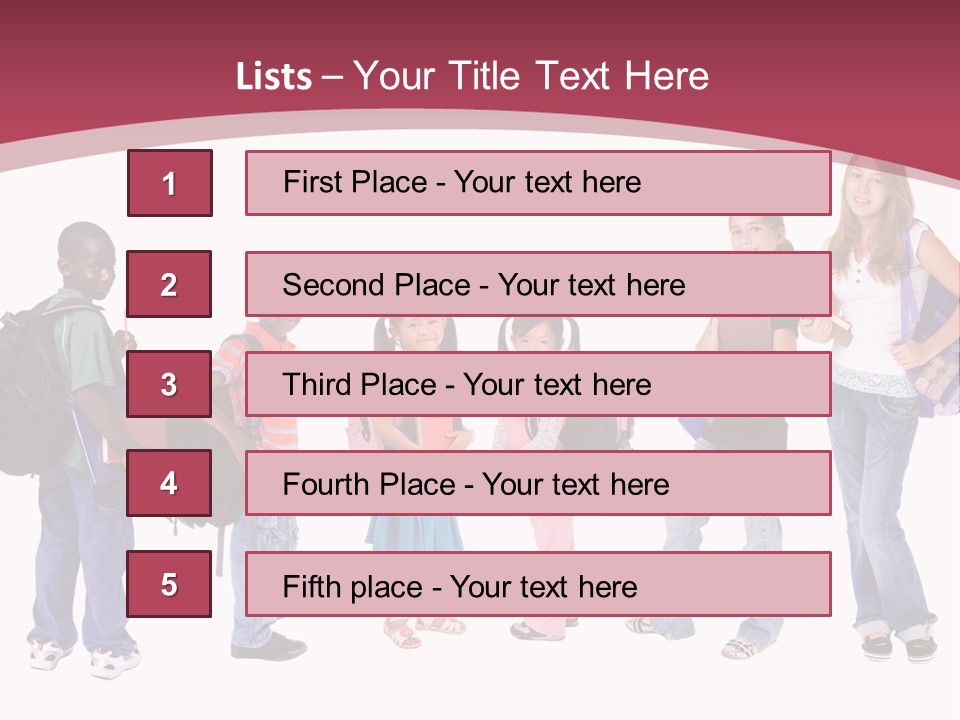 A Group Young School Kids. Diveristy In Education. PowerPoint Template