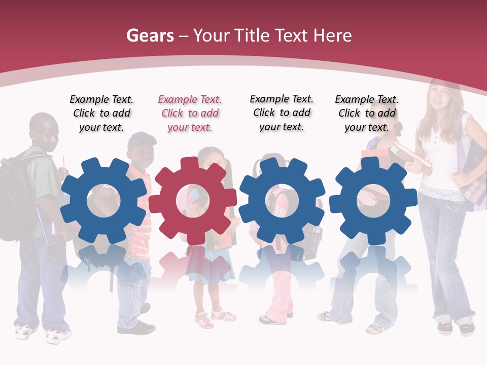 A Group Young School Kids. Diveristy In Education. PowerPoint Template