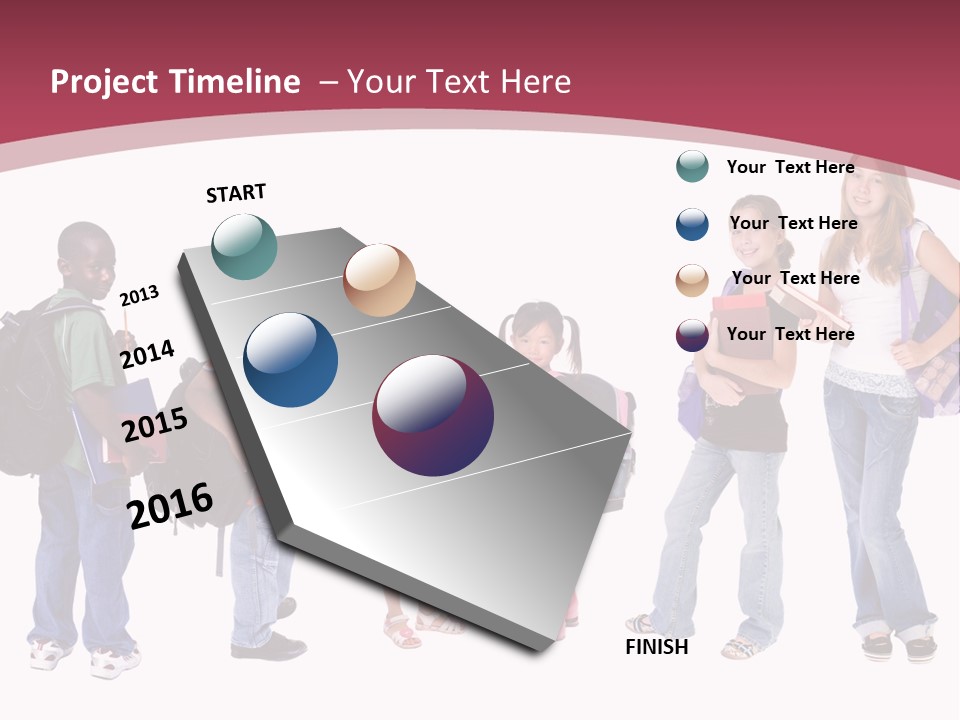 A Group Young School Kids. Diveristy In Education. PowerPoint Template
