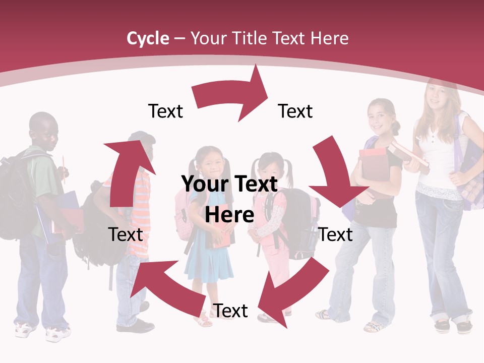 A Group Young School Kids. Diveristy In Education. PowerPoint Template