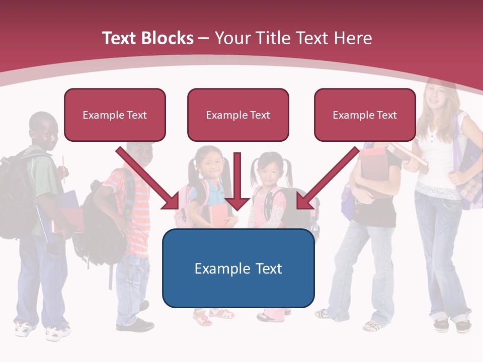 A Group Young School Kids. Diveristy In Education. PowerPoint Template