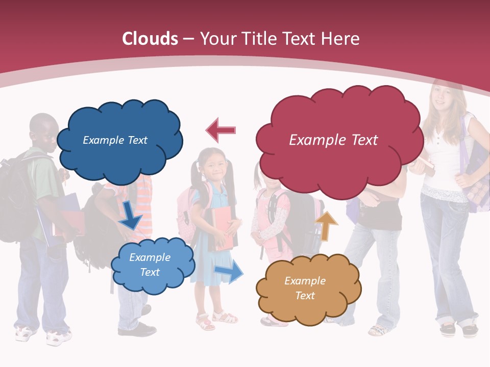 A Group Young School Kids. Diveristy In Education. PowerPoint Template