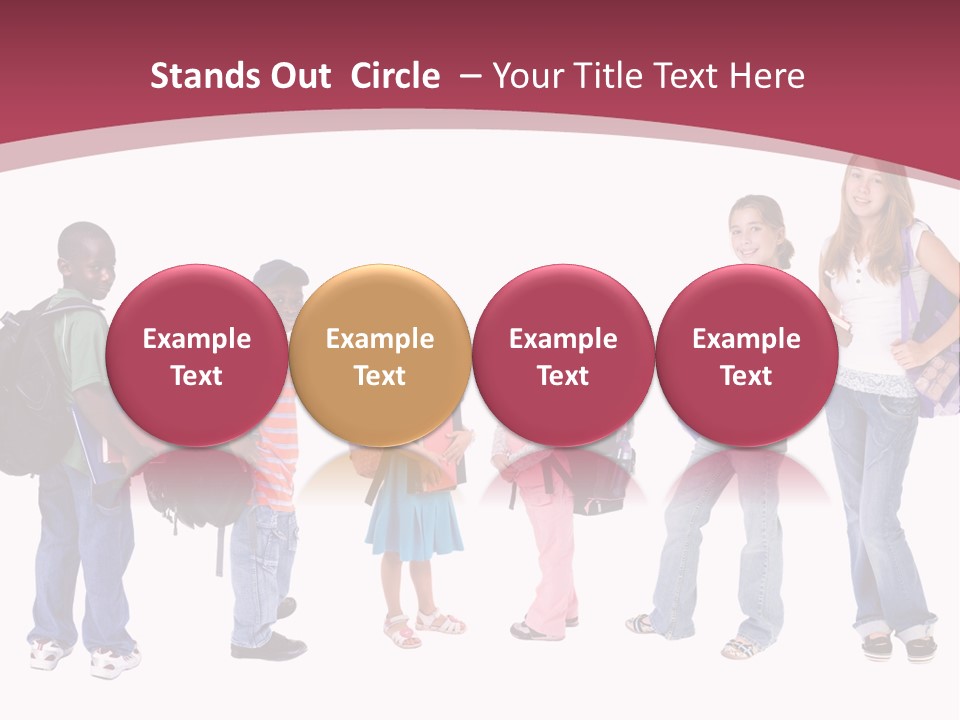 A Group Young School Kids. Diveristy In Education. PowerPoint Template