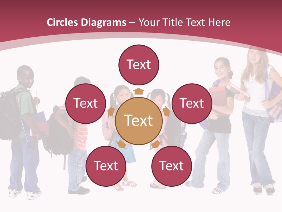 A Group Young School Kids. Diveristy In Education. PowerPoint Template