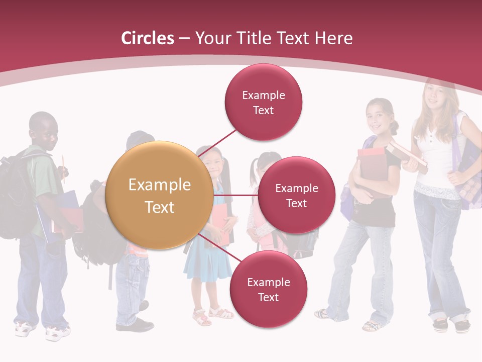 A Group Young School Kids. Diveristy In Education. PowerPoint Template