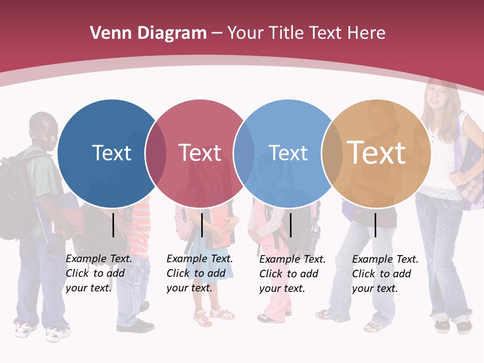 A Group Young School Kids. Diveristy In Education. PowerPoint Template