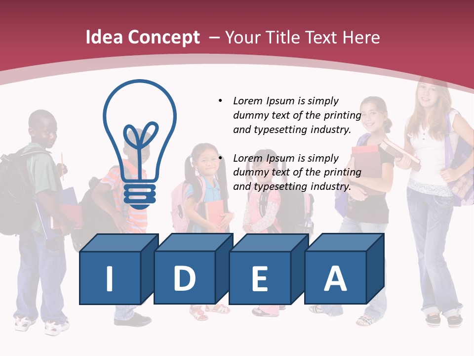 A Group Young School Kids. Diveristy In Education. PowerPoint Template