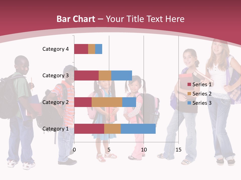 A Group Young School Kids. Diveristy In Education. PowerPoint Template