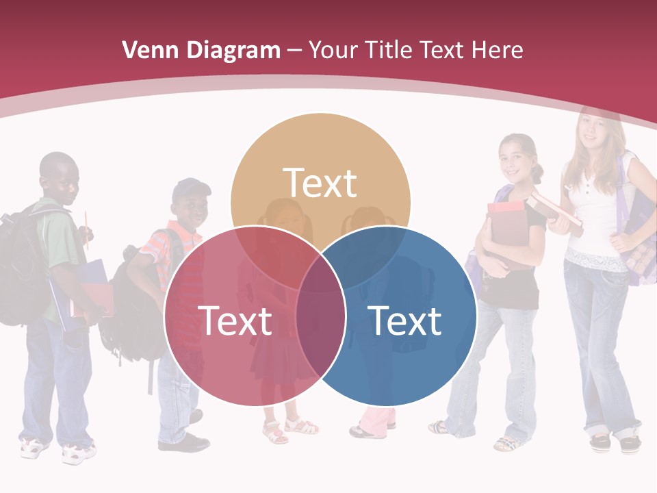 A Group Young School Kids. Diveristy In Education. PowerPoint Template