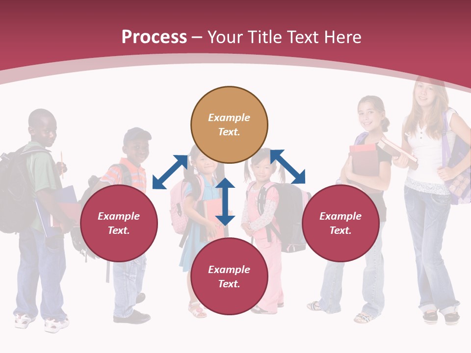 A Group Young School Kids. Diveristy In Education. PowerPoint Template