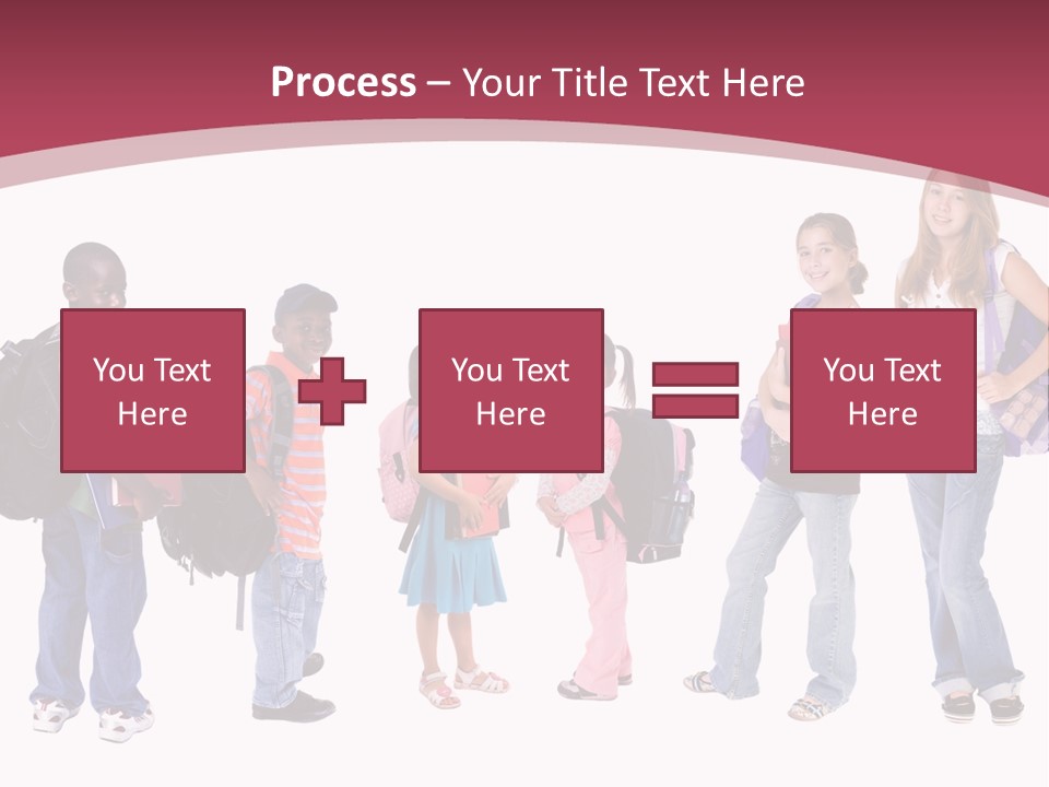 A Group Young School Kids. Diveristy In Education. PowerPoint Template