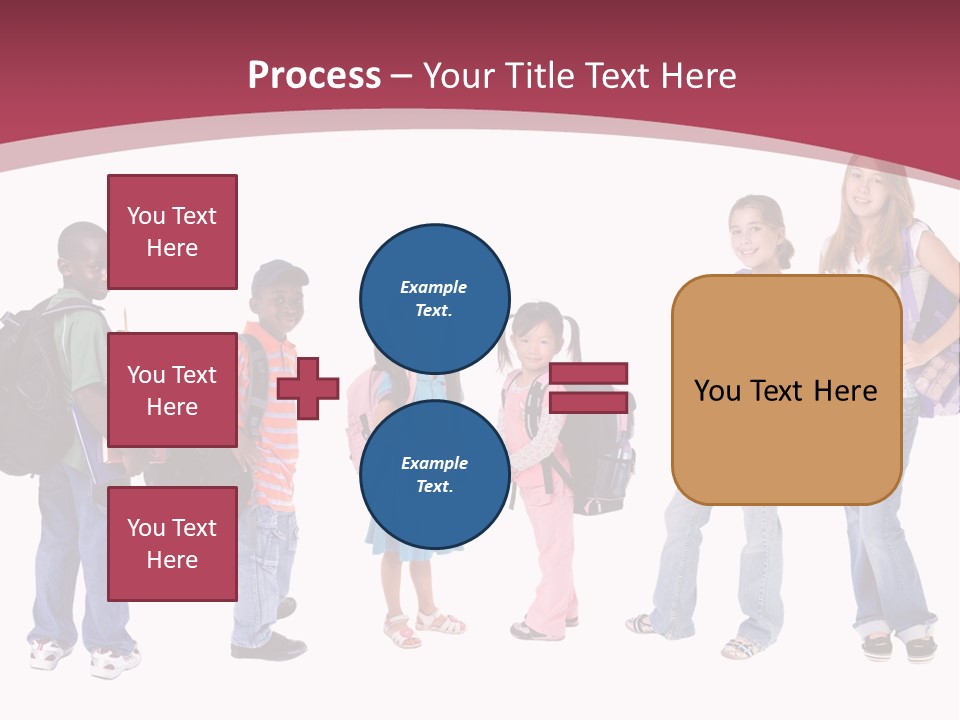 A Group Young School Kids. Diveristy In Education. PowerPoint Template