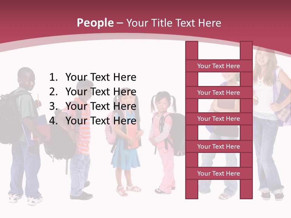 A Group Young School Kids. Diveristy In Education. PowerPoint Template