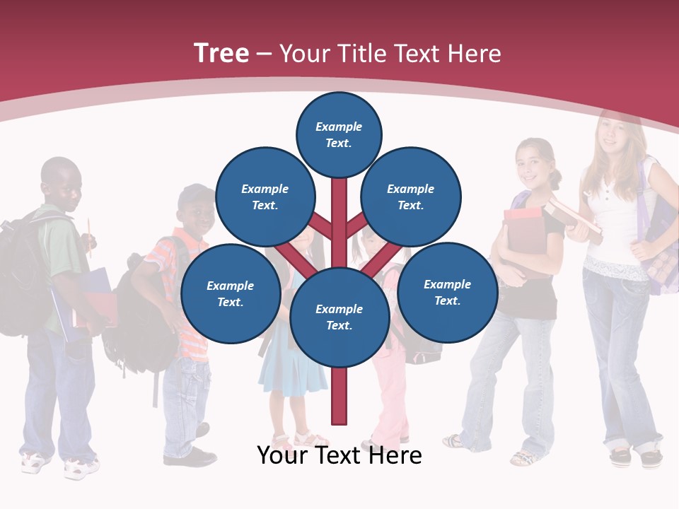 A Group Young School Kids. Diveristy In Education. PowerPoint Template