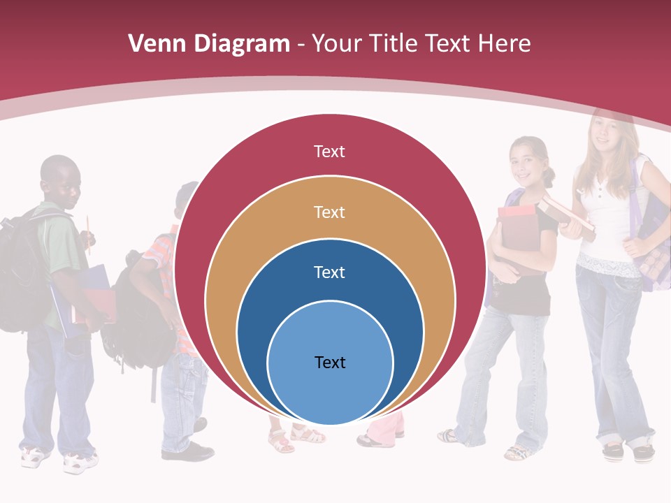A Group Young School Kids. Diveristy In Education. PowerPoint Template