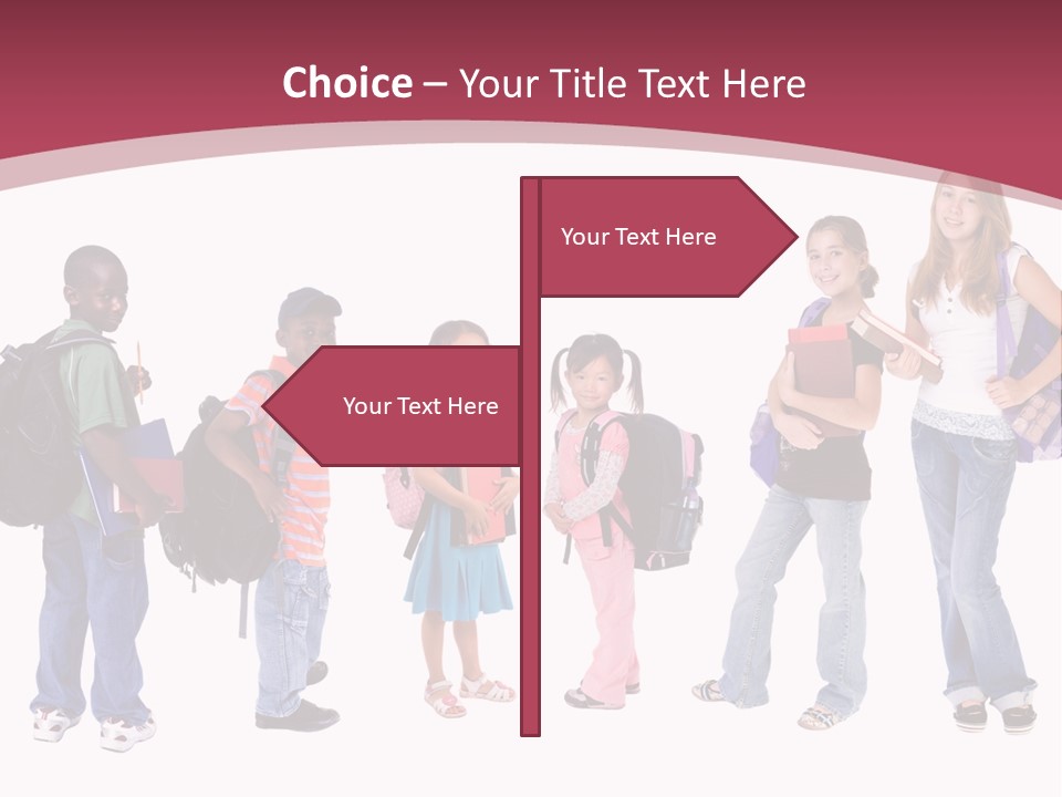 A Group Young School Kids. Diveristy In Education. PowerPoint Template