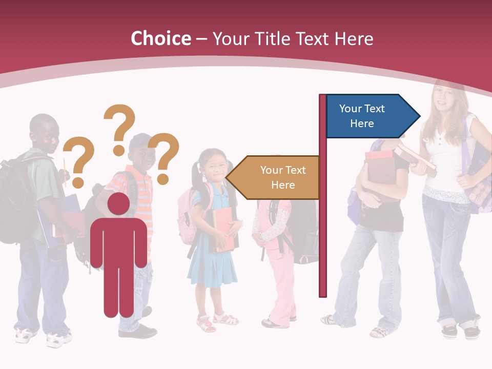 A Group Young School Kids. Diveristy In Education. PowerPoint Template