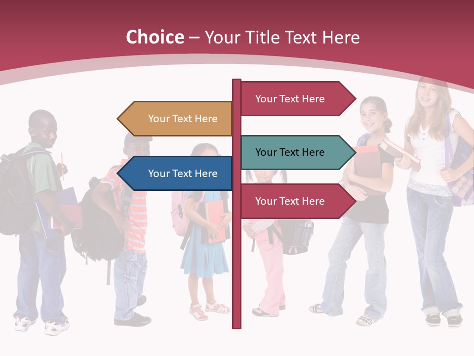 A Group Young School Kids. Diveristy In Education. PowerPoint Template