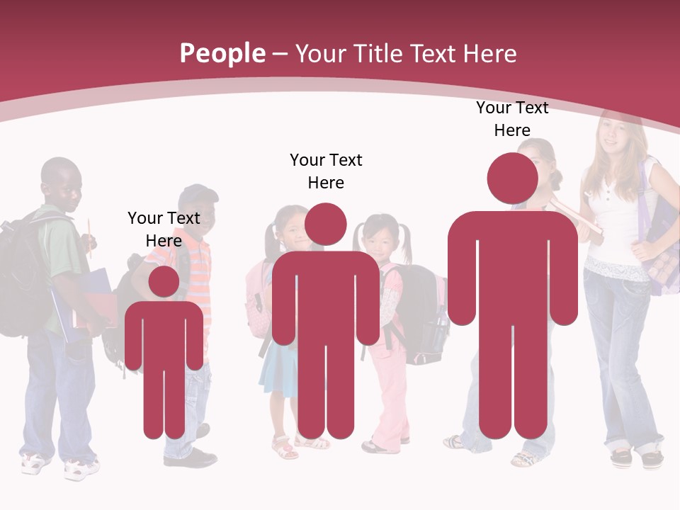 A Group Young School Kids. Diveristy In Education. PowerPoint Template