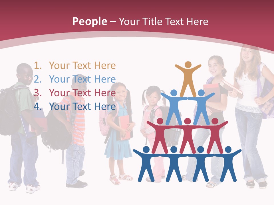 A Group Young School Kids. Diveristy In Education. PowerPoint Template