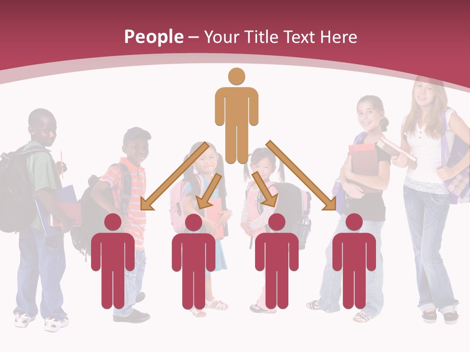 A Group Young School Kids. Diveristy In Education. PowerPoint Template