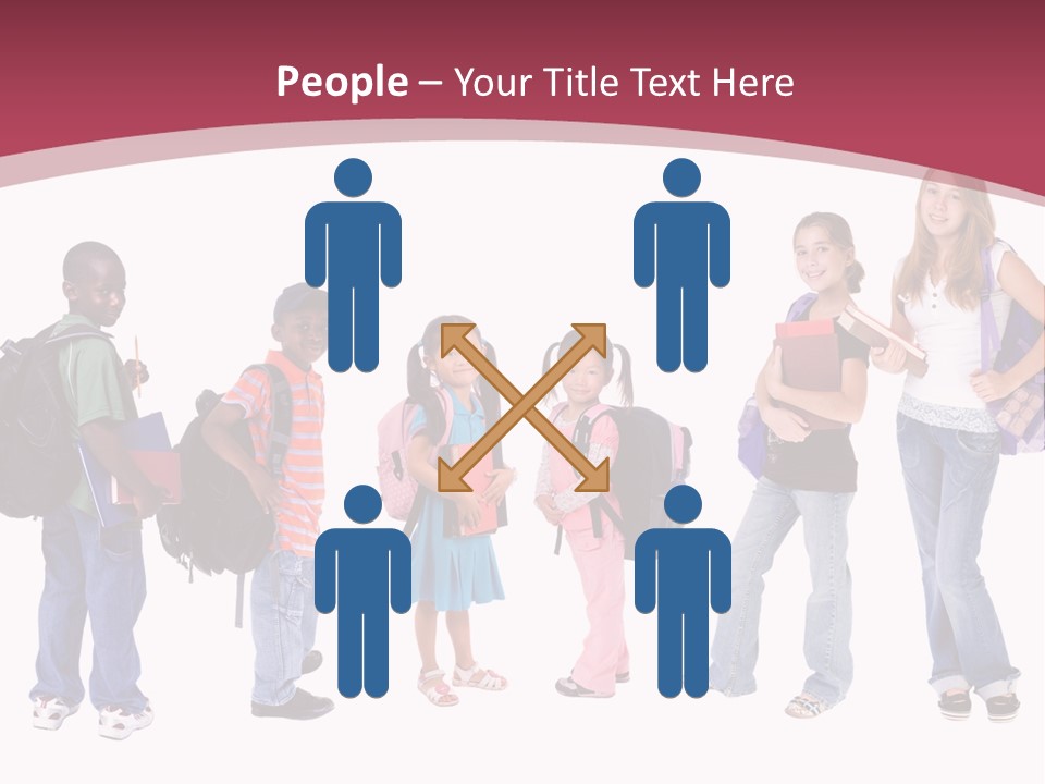 A Group Young School Kids. Diveristy In Education. PowerPoint Template