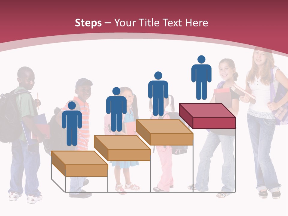 A Group Young School Kids. Diveristy In Education. PowerPoint Template